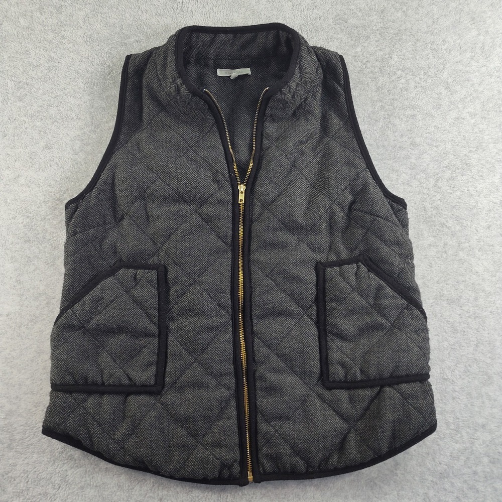 41 Hawthorn Vest Women Size L Black Quilted Herringbone Chevron Zip Front📏📸SEE